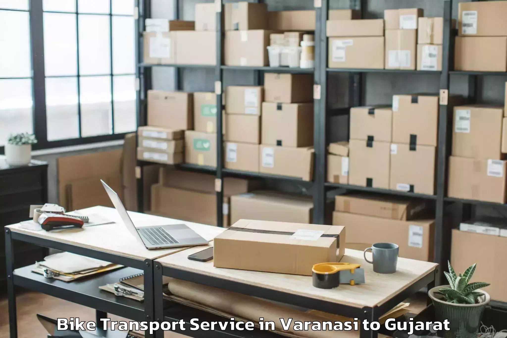 Top Varanasi to Vadnagar Bike Transport Available